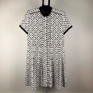 Jason Wu for Target Black White Printed Dress Pleated Front Short Sleeve Size L